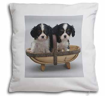King Charles Spaniel Puppy Dogs Soft White Velvet Feel Scatter Cushion