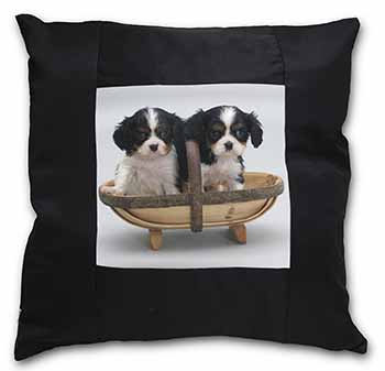 King Charles Spaniel Puppy Dogs Black Satin Feel Scatter Cushion