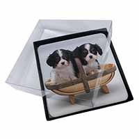 4x King Charles Spaniel Puppy Dogs Picture Table Coasters Set in Gift Box