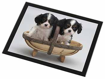 King Charles Spaniel Puppy Dogs Black Rim High Quality Glass Placemat