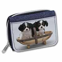 King Charles Spaniel Puppy Dogs Unisex Denim Purse Wallet