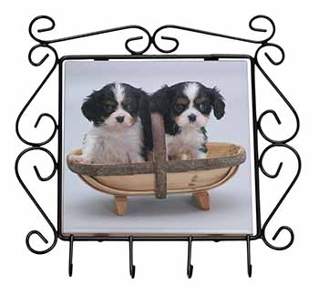 King Charles Spaniel Puppy Dogs Wrought Iron Key Holder Hooks
