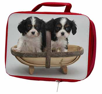 King Charles Spaniel Puppy Dogs Insulated Red School Lunch Box/Picnic Bag