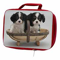 King Charles Spaniel Puppy Dogs Insulated Red School Lunch Box/Picnic Bag