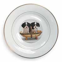 King Charles Spaniel Puppy Dogs Gold Rim Plate Printed Full Colour in Gift Box