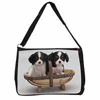 King Charles Spaniel Puppy Dogs Large Black Laptop Shoulder Bag School/College