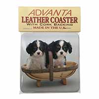 King Charles Spaniel Puppy Dogs Single Leather Photo Coaster, Printed Full Colour  - Advanta Group®