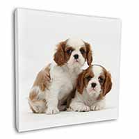 Blenheim King Charles Spaniels Square Canvas 12"x12" Wall Art Picture Print