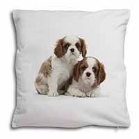 Blenheim King Charles Spaniels Soft White Velvet Feel Scatter Cushion