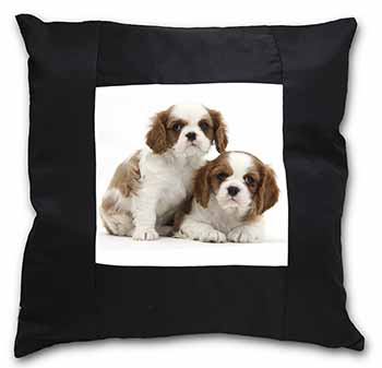 Blenheim King Charles Spaniels Black Satin Feel Scatter Cushion