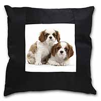 Blenheim King Charles Spaniels Black Satin Feel Scatter Cushion