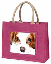 Cavalier King Charles Spaniel Large Pink Jute Shopping Bag