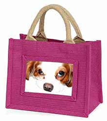 Cavalier King Charles Spaniel Little Girls Small Pink Jute Shopping Bag