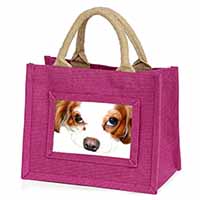 Cavalier King Charles Spaniel Little Girls Small Pink Jute Shopping Bag