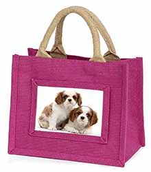 Blenheim King Charles Spaniels Little Girls Small Pink Jute Shopping Bag