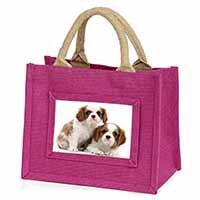 Blenheim King Charles Spaniels Little Girls Small Pink Jute Shopping Bag