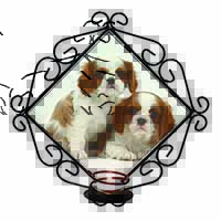 Blenheim King Charles Spaniels Wrought Iron Wall Art Candle Holder