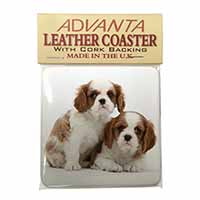 Blenheim King Charles Spaniels Single Leather Photo Coaster