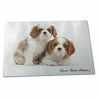 Large Glass Cutting Chopping Board King Charles Pups 