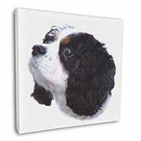 Tri-Colour King Charles Spaniel Dog Square Canvas 12"x12" Wall Art Picture Print