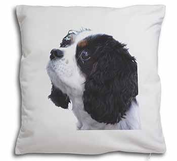 Tri-Colour King Charles Spaniel Dog Soft White Velvet Feel Scatter Cushion