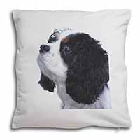 Tri-Colour King Charles Spaniel Dog Soft White Velvet Feel Scatter Cushion