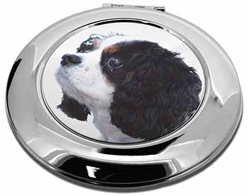 Tri-Colour King Charles Spaniel Dog Make-Up Round Compact Mirror