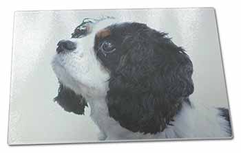 Large Glass Cutting Chopping Board Tri-Colour King Charles Spaniel Dog