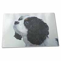 Large Glass Cutting Chopping Board Tri-Colour King Charles Spaniel Dog