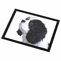 Tri-Colour King Charles Spaniel Dog Black Rim High Quality Glass Placemat