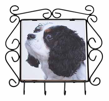 Tri-Colour King Charles Spaniel Dog Wrought Iron Key Holder Hooks