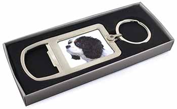 Tri-Colour King Charles Spaniel Dog Chrome Metal Bottle Opener Keyring in Box