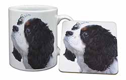 Tri-Colour King Charles Spaniel Dog Mug and Coaster Set