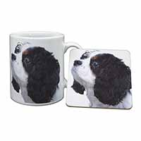 Tri-Colour King Charles Spaniel Dog Mug and Coaster Set