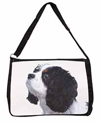 Tri-Colour King Charles Spaniel Dog Large Black Laptop Shoulder Bag School/Colle
