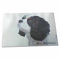 Large Glass Cutting Chopping Board Tri King Charles Spaniel 