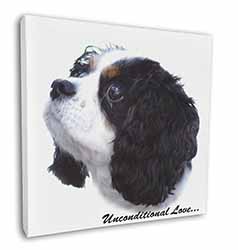 Tri-Col King Charles-With Love Square Canvas 12"x12" Wall Art Picture Print