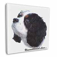 Tri-Col King Charles-With Love Square Canvas 12"x12" Wall Art Picture Print
