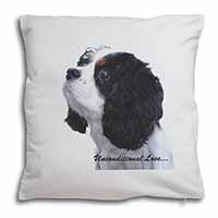 Tri-Col King Charles-With Love Soft White Velvet Feel Scatter Cushion