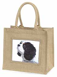 Tri-Col King Charles-With Love Natural/Beige Jute Large Shopping Bag