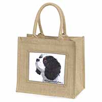 Tri-Col King Charles-With Love Natural/Beige Jute Large Shopping Bag