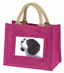 Tri-Col King Charles-With Love Little Girls Small Pink Jute Shopping Bag