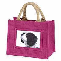 Tri-Col King Charles-With Love Little Girls Small Pink Jute Shopping Bag
