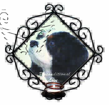 Tri-Col King Charles-With Love Wrought Iron Wall Art Candle Holder
