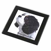 Tri-Col King Charles-With Love Black Rim High Quality Glass Coaster