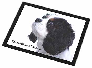 Tri-Col King Charles-With Love Black Rim High Quality Glass Placemat