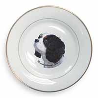 Tri-Col King Charles-With Love Gold Rim Plate Printed Full Colour in Gift Box