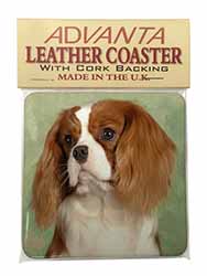Blenheim King Charles Spaniel Single Leather Photo Coaster