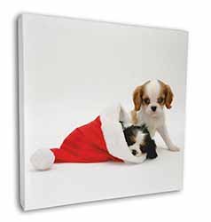 Christmas King Charles Square Canvas 12"x12" Wall Art Picture Print