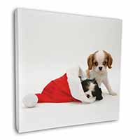 Christmas King Charles Square Canvas 12"x12" Wall Art Picture Print